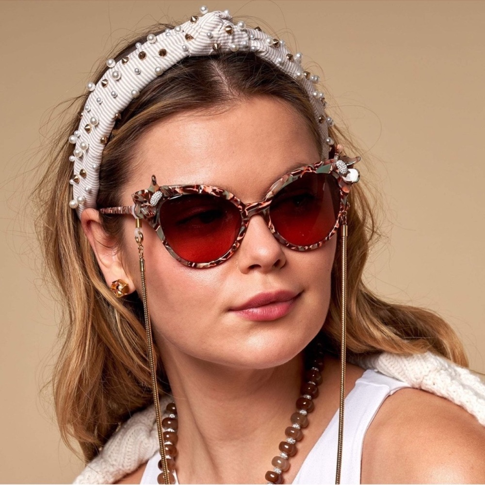 Lele Sadoughi Crystal Lily Floral Cat Eye (Sunset) in EUC